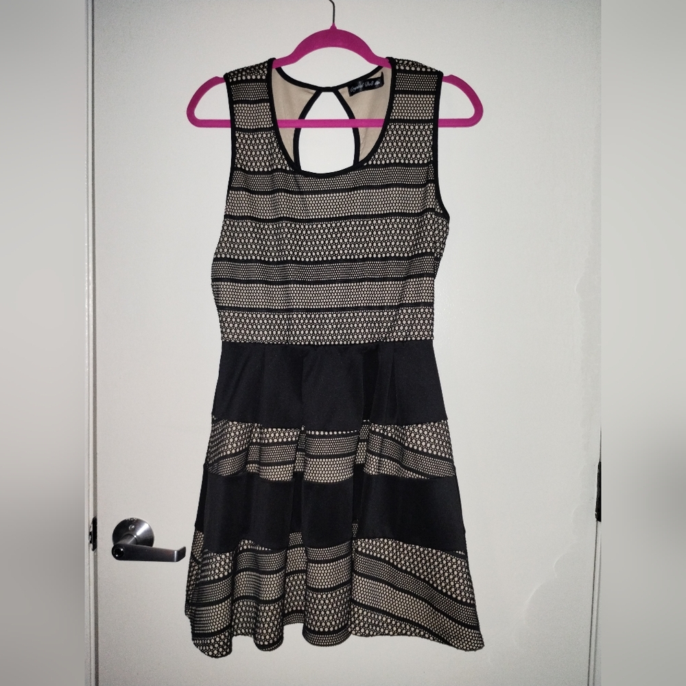 Vintage Crystal Doll Black and Cream Backless Dress